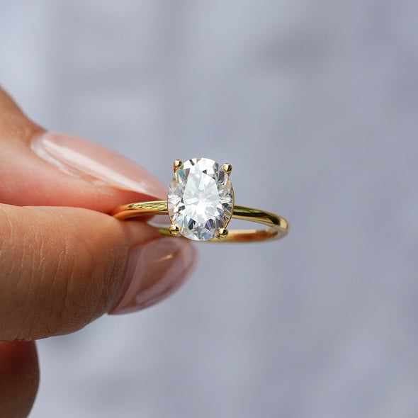 Timeless Oval Cut Sterling Silver Moissanite Engagement Ring