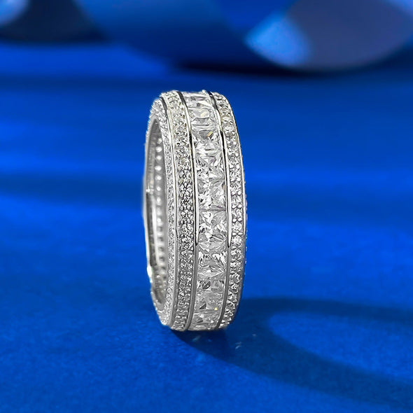 Exquisite 5 Rows Eternity Sterling Silver Wedding Women's Band