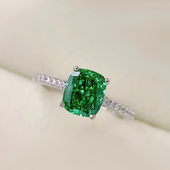 Stunning Cushion Cut Sterling Silver Engagement Ring
