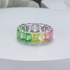 Rainbow Design Emerald Cut Eternity Wedding Band