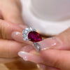 Vintage Pear Cut Pigeon Blood Ruby Engagement Ring