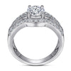 Vintage Hallow Design Round Cut Sterling Silver Engagement Ring