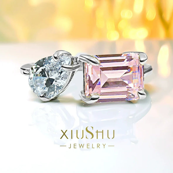 Exquisite Two Stone Sterling Silver Ring