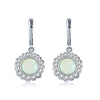Opal Halo Sterling Silver Drop Earrings