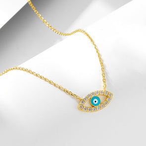 Evil Eye Design Sterling Silver Necklace