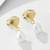 Shell Design Sterling Silver Shell Pearl Earrings