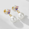 Elegant Pearls Sterling Silver Pendant Earrings