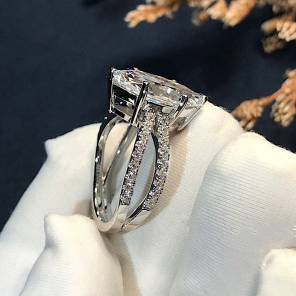 Gorgeous Marquise Cut Sterling Silver Engagement Ring