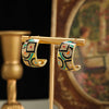 Vintage Colored Enamel C-Shaped Earrings