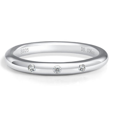 Classic Moissanite 18k White Gold Plated Wedding Band