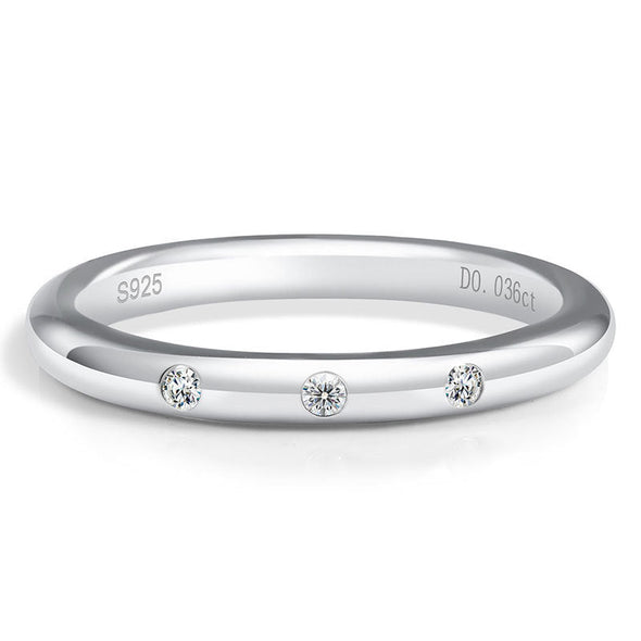 Classic Moissanite 18k White Gold Plated Wedding Band