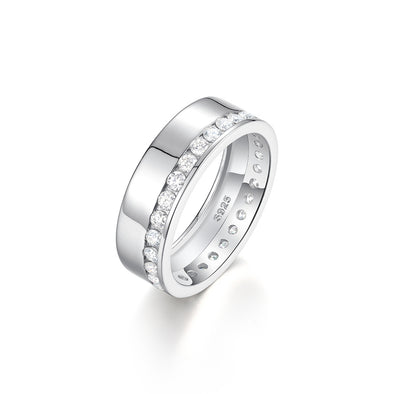 Men and Women's Moissanite Eternity Wedding Band with Channel Setting