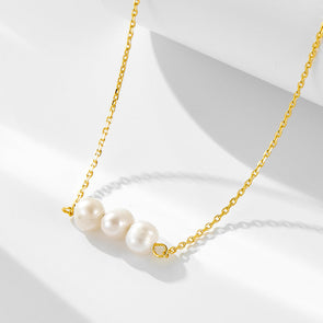 Elegant Natural Pearls Sterling Silver Necklace