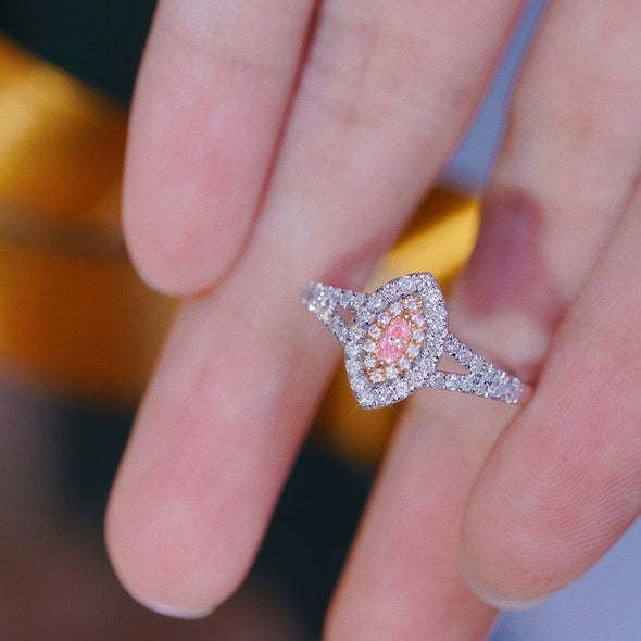 Luxury Marquise Double Halo Sterling Silver Ring