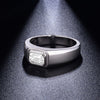 1.0CT Emerald Cut Moissanite Silver Men's Wedding Ring Band