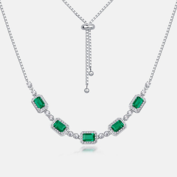 Luxury Emerald Green White Gold Plated Necklace