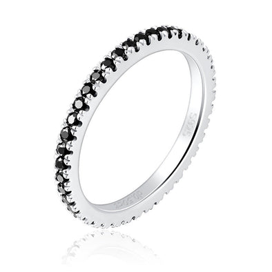 Unique Black Moissanite Eternity 18k White Gold Plated Wedding Band
