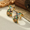 Vintage Colored Enamel C-Shaped Earrings