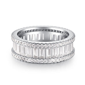 Three Rows Design Paved Sterling Silver Wedding Band