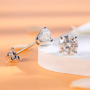 Classic 1.0ct 18K White Gold Plated D Color Moissanite Earrings