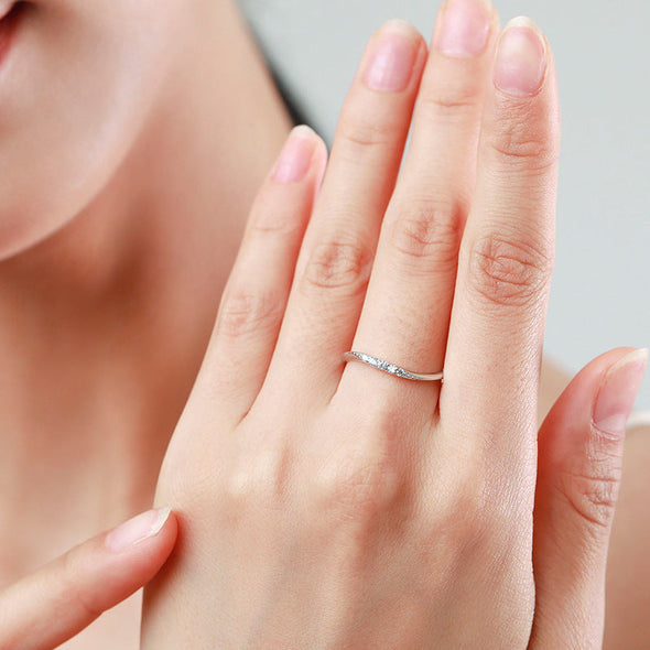 Simple Wave Design Sterling Silver Wedding Band