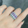 Stunning Sterling Silver Eternity Band with Multicolor Gemstones