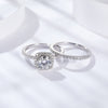 Round Cut D Color Moissanite Sterling Silver Halo Wedding Ring Set