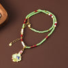 Enamel Flower Oil Painting Pearl Drop Earrings And Necklace