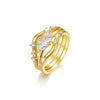 3 Pcs Marquise Cut Moissanite Sterling Silver Ring Set