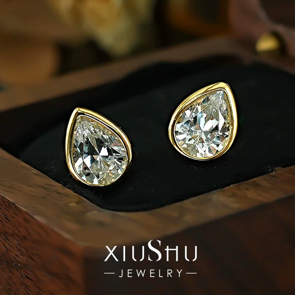 Luxury Oval Cut Sterling Silver Stud Earrings