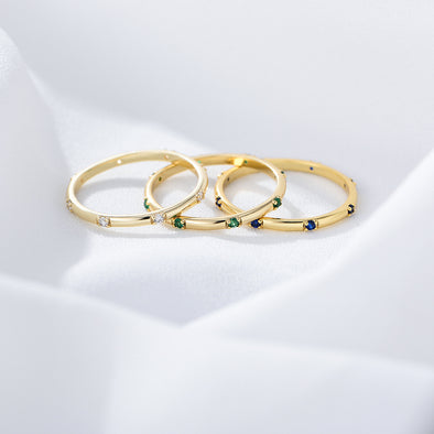 Simple Mutil-color Sterling Silver Wedding Band