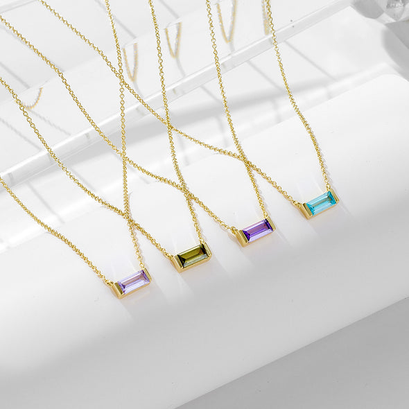 Simple design 925 Sterling Silver birth stone necklace