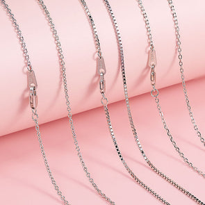 Simple Design Cross and Box Chain Sterling Silver Necklace
