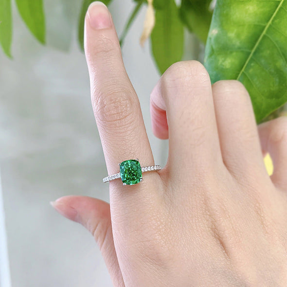 Stunning Cushion Cut Sterling Silver Engagement Ring