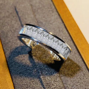 Gorgeous Princess Cut Paved Sterling Silver Wedding Band