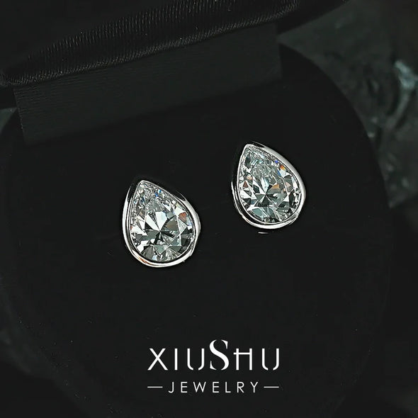 Luxury Oval Cut Sterling Silver Stud Earrings