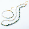 Natural Water Grass Agate with Pearls Sterling Silver Bracelet