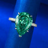 Gorgeous Fancy Green Sterling Silver Pear Cut Engagement Ring for Women