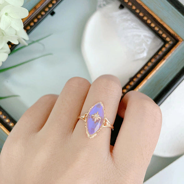 Vintage Moon Stone Marquise Shape in Sterling Silver Engagement