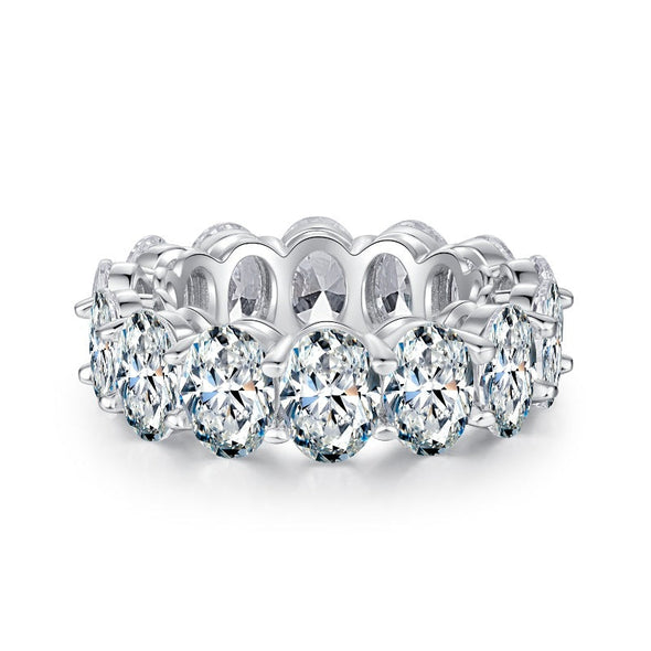 Oval Cut Eternity Sterling Silver Wedding Band