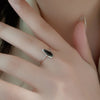 Simple Black Onyx Sterling Silver Engagement Ring