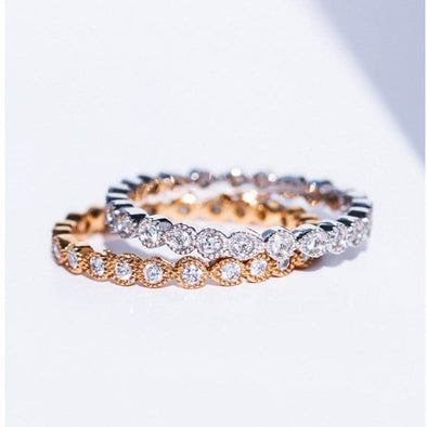 Round Cut Eternity Sterling Silver Ring Wedding Band