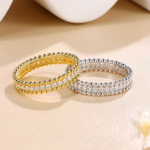 Round Cut Paved Moissanite 18k Gold Plated Wedding Band