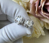Asscher Cut Moissanite Silver Stud Earrings