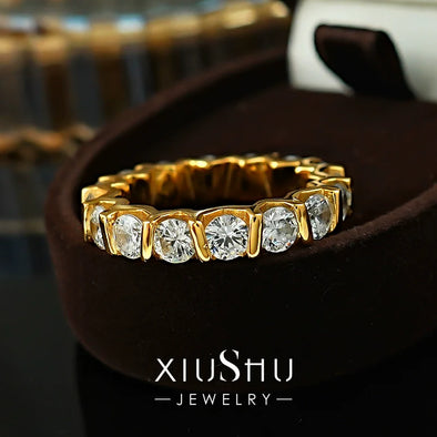 Stunning Round Cut Paved Sterling Silver Wedding Band