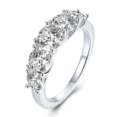 Luxury Five Stones Sterling Silver Wedding Band