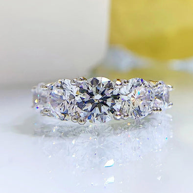 Luxury Five Stones Sterling Silver Wedding Band