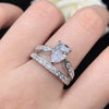 1.5ct Pear Cut 18K White Gold Plated Wedding Ring Set