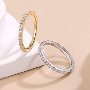 Simple D Color Moissanite Paved Ring Wedding Band