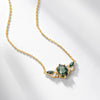 Luxury Natural Green Moss Agate Silver Neckalce